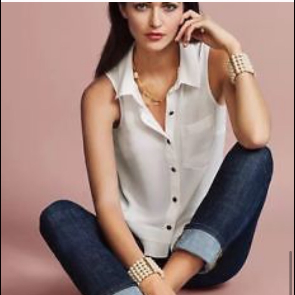 LAST CHANCE! CAbi White Pleated Button Down Blouse